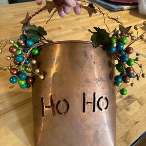 Festive Copper Holiday Decor with Colorful Accents